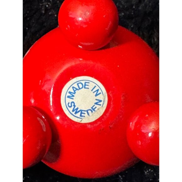 Sweden Hand-Painted Red Wooden Mini Candle Holders Floral Daisy - Picture 9 of 10